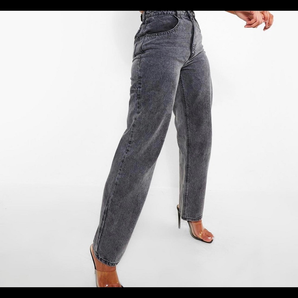 High waisted Acid wash boyfriend jeans